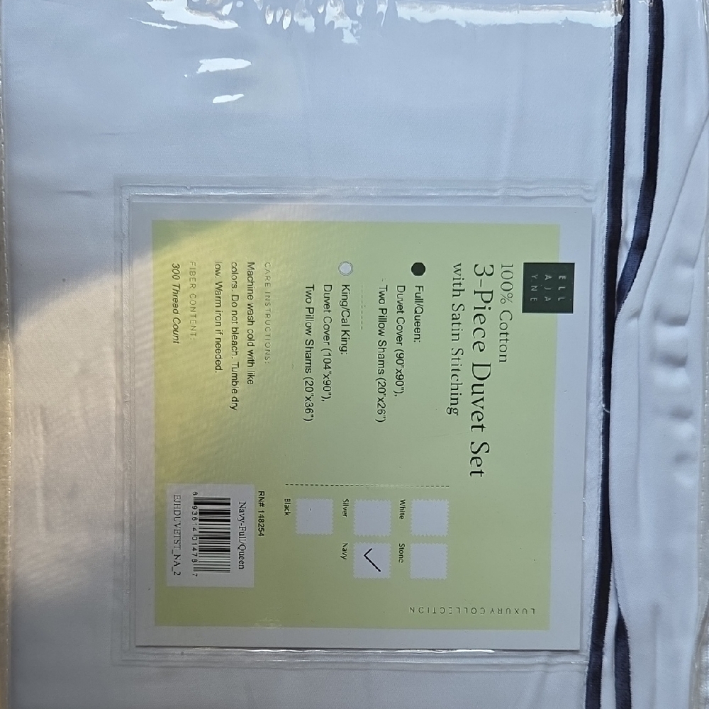 White and Navy Duvet Set